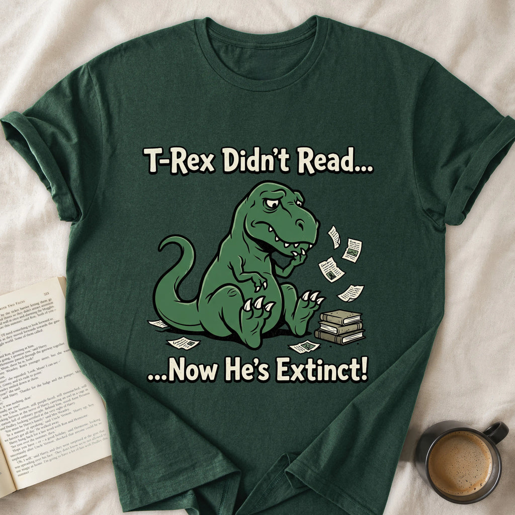 T-Rex Didn't Read Now He's Extinct