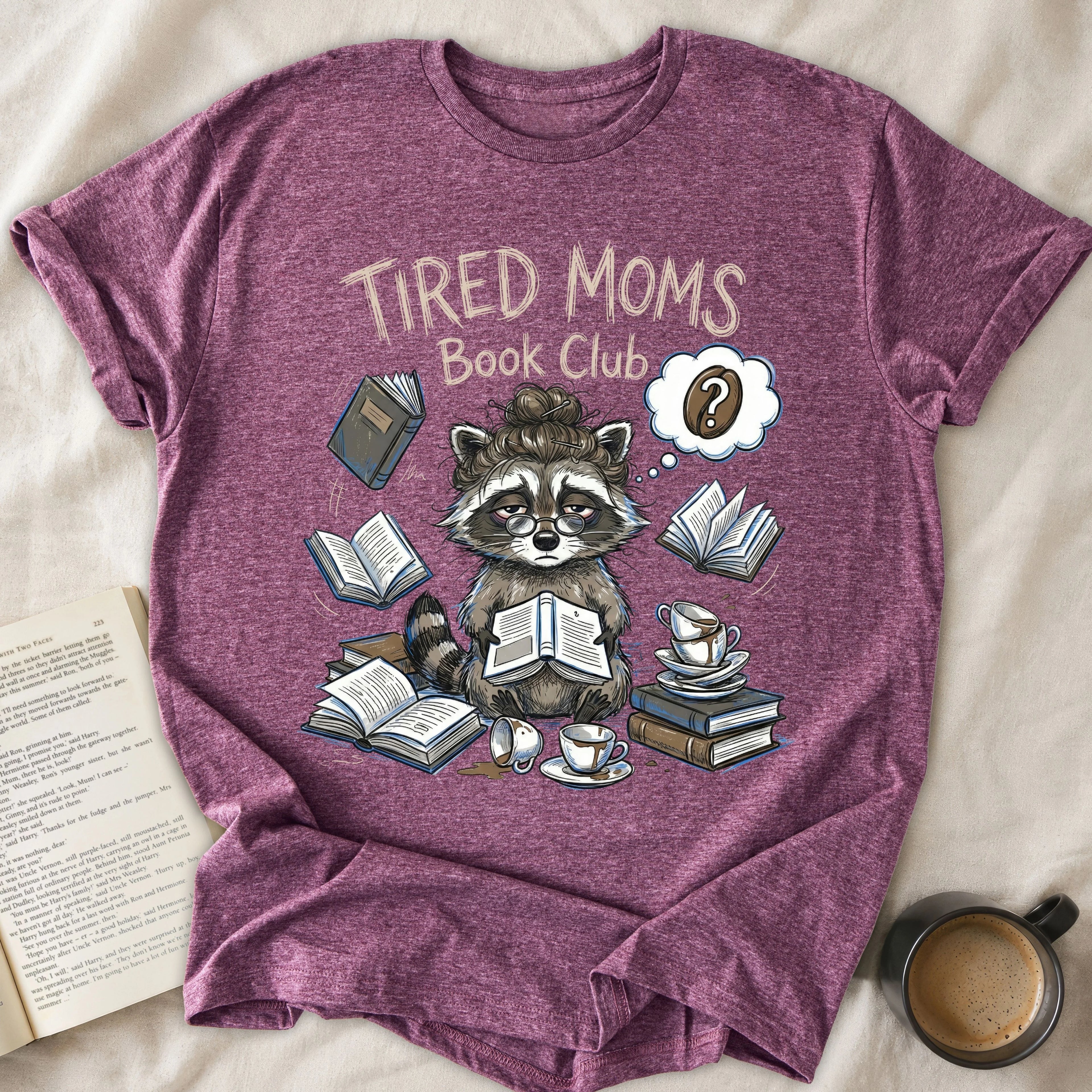 Tired Moms Book Club Raccoon