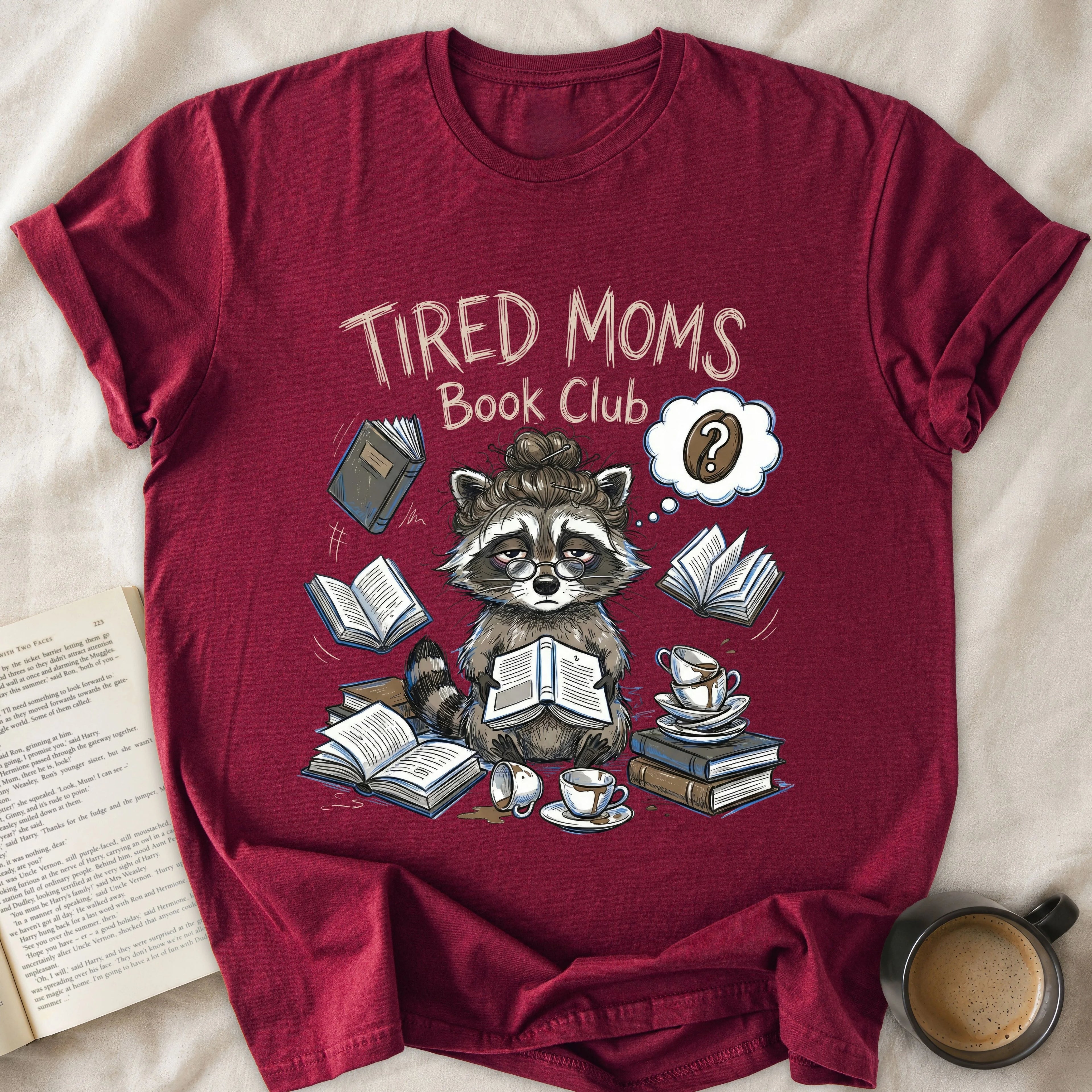 Tired Moms Book Club Raccoon