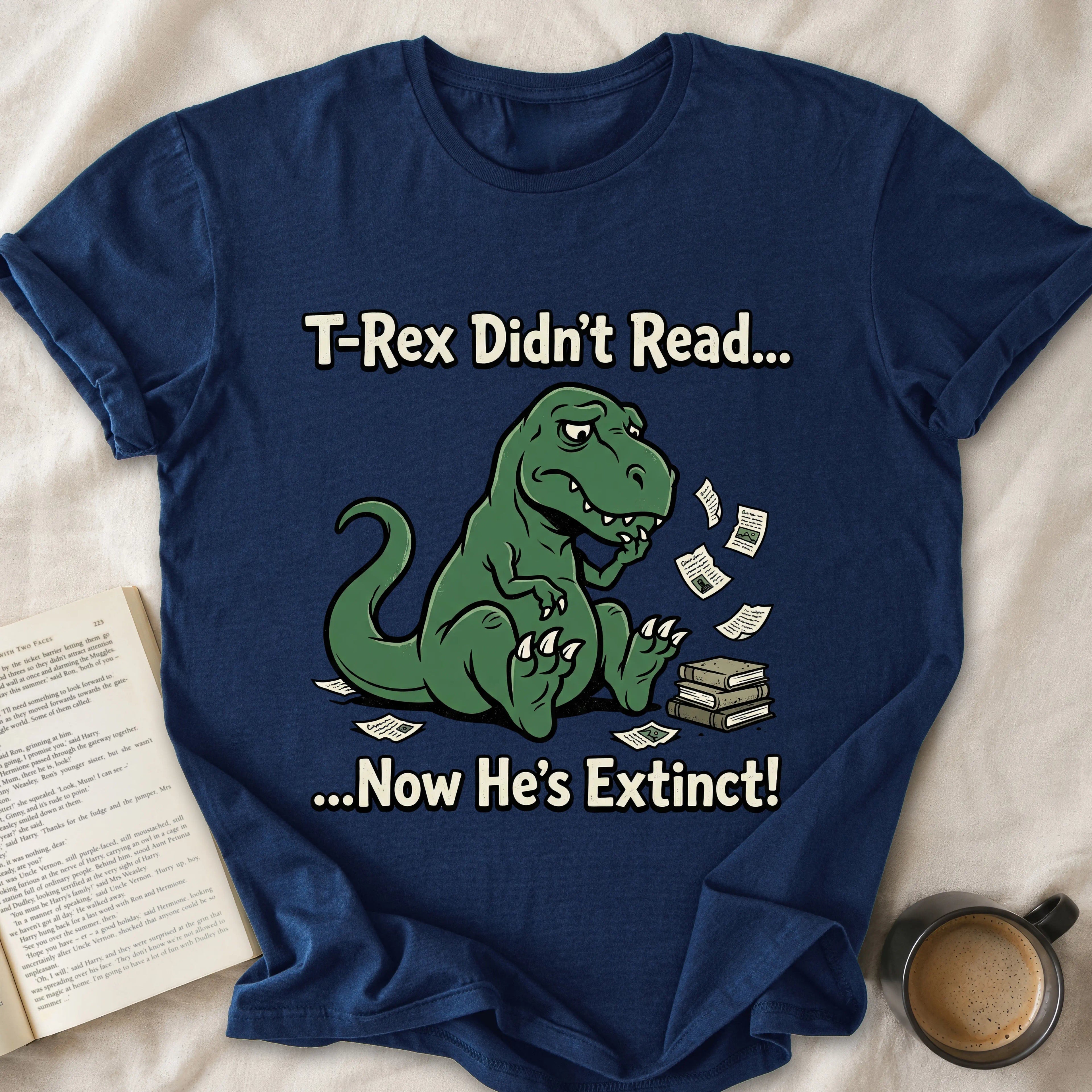 T-Rex Didn't Read Now He's Extinct