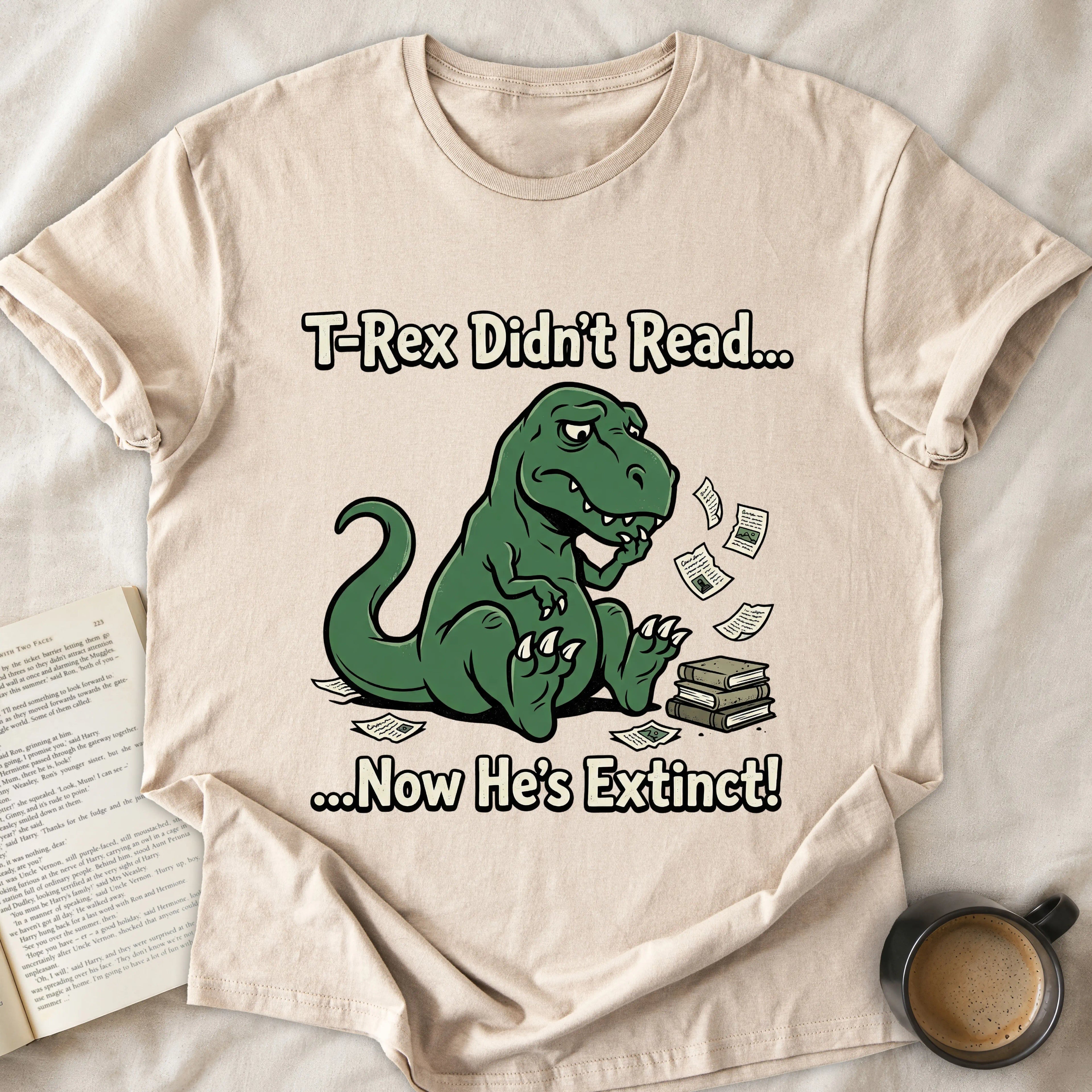 T-Rex Didn't Read Now He's Extinct